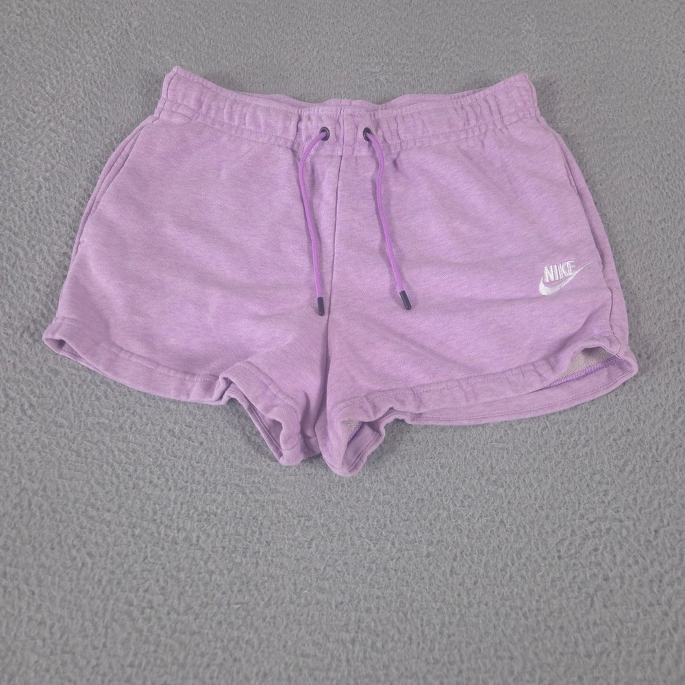 Nike Shorts Womens Small Purple Essential French Terry Heathered Drawstring Gym